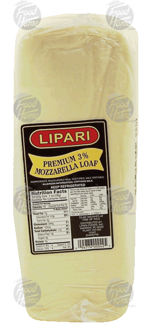 Lipari mozzarella cheese, premium 3% 0.5 pound