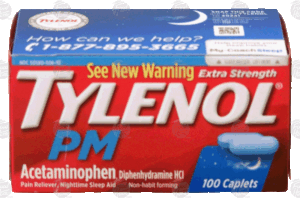 Tylenol PM extra strength, acetaminophen, pain reliever, nighttime sleep aid, 100 caplets 100 count