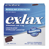 Ex-lax regular strength chocolated stimulant laxative, 24 pieces 24 count