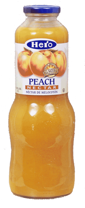 Hero peach nectar, fresh squeezed, all natural, not from concentrate, fruit content 50% minimum 1
