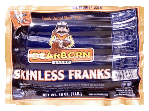 Dearborn skinless franks, 8-count 16 ounce