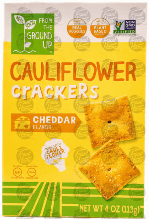 Real Food From the Ground Up cauliflower crackers, cheddar flavor, box 4 ounce
