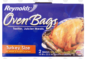 Reynolds Oven Bags turkey size, for meats & poultry 8-24 lbs, 19 in x 23.5 in 2 count