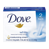 Dove white beauty bar, 1/4 moisturizing cream 2 count