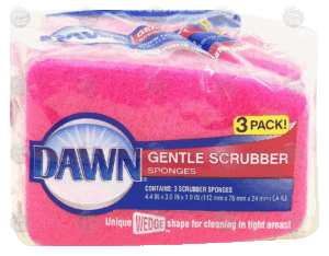 Dawn gentle scrubber sponges, unique wedge shape for cleaning in tight areas 3 pack