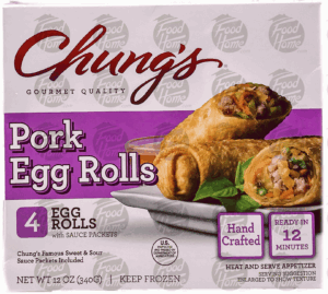 Chung's pork egg rolls, 4 ct., frozen box 12 ounce