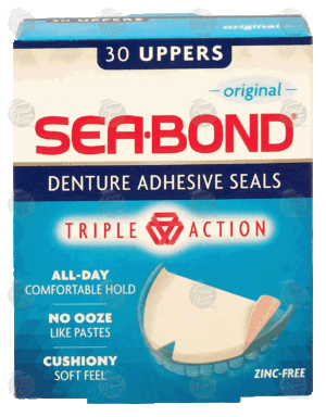 Sea-bond denture adhesive seals, original, uppers, zinc-free 30 count