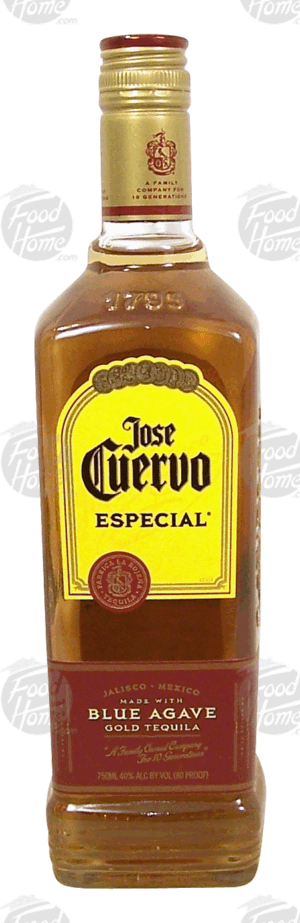 Jose Cuervo Especial gold tequila, made with blue agave, 40% alc. by vol. 750 milliliter
