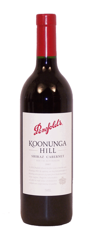 Penfolds Koonunga Hill shiraz 70%, cabernet sauvignon 30%, south australia, 13.5% alc./vol 750 milliliter