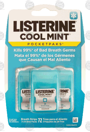 Listerine Cool Mint pocketpaks, breath strips, 3-24 strip packs 72 count