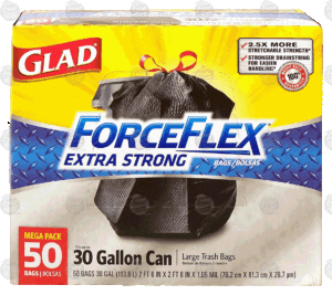 Glad ForceFlex 30 gallon large trash bags 50 count