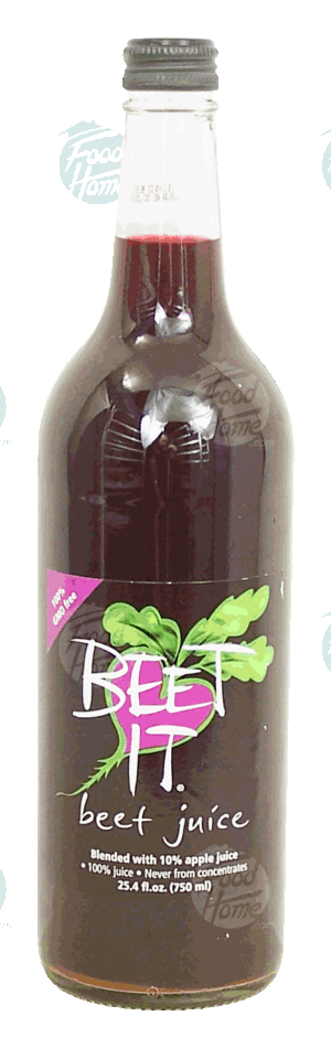 Beet It beet juice blended with 10% apple juice, 100% juice 750 milliliter