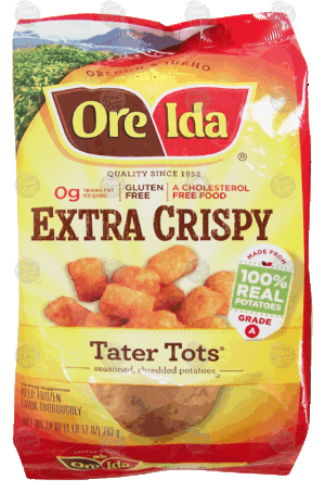 Ore-Ida Extra Crispy Tater Tots seasoned, shredded potatoes 28 ounce