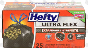 Hefty Ultra Flex 30 gallon multipurpose large trash drawstring bags 25 count