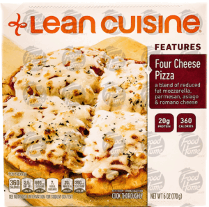 Stouffer's Lean Cuisine craveables; four cheese pizza, mozzarella, parmesan, asiago & romano cheeses 6 ounce