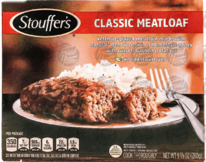 Stouffer's meatloaf glazed w/ ketchup in a homestyle gravy with russet mashed potatoes 9.875 ounce