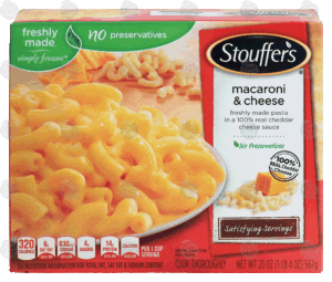 Stouffer's Satisfying Servings macaroni & cheese; freshly made pasta in a 100% real cheddar cheese sauce 20 ounce