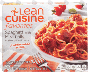 Stouffer's Lean Cuisine favorites; spaghetti with meatballs in a hearty tomato sauce 9.5 ounce