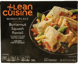 Lean Cuisine Marketplace butternut squash ravioli in a creamy sauce with walnuts, snap peas & carrots 9.875 ounce