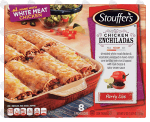 Stouffer's Classic Dinners Party Size chicken enchiladas over rice & topped with real cheese & spicy cream sauce 57 ounce