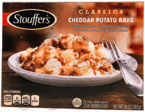 Stouffer's Simple Dishes cheddar potato bake; russet potatoes in a cheddar cheese sauce with bacon, topped with bread crumbs 10 ounce
