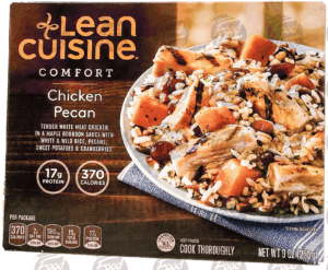 Stouffer's Lean Cuisine marketplace; chicken pecan, in a maple bourbon sauce with white & wild rice, pecans, sweet potatoes 9 ounce