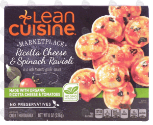 Stouffer's Lean Cuisine marketplace; ricotta cheese & spinach ravioli in a rich tomato garlic sauce 8 ounce