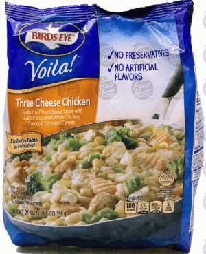 Birds Eye Voila! Voila! three cheese chicken; pasta with broccoli, chicken, corn and carrots 21 ounce