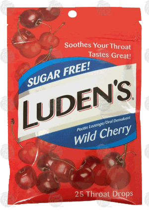 Luden's sugar free, pectin lozenge/oral demulcent, wild cherry throat drops 25 count