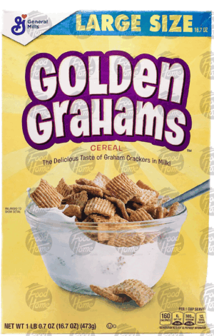 General Mills Large Size golden grahams cereal, box 16.7 ounce