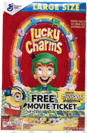 General Mills Large Size lucky charms cereal, box 14.9 ounce