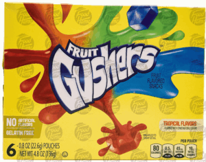 Fruit Gushers tropical flavored fruit gusher snacks. 6 pk., box 4.8 ounce