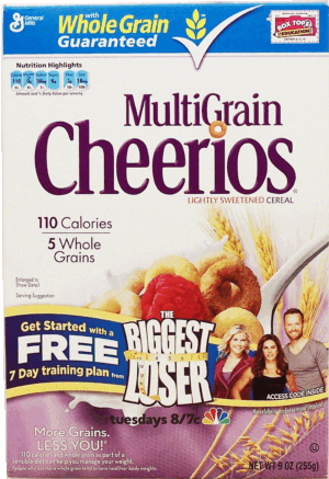 General Mills Cheerios MultiGrain; lightly sweetened cereal 9 ounce