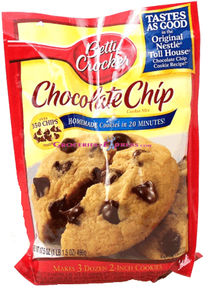 Betty Crocker chocolate chip cookie mix, makes 3 dozen 2-inch cookies 17.5 ounce