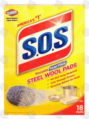 S.O.S. reusable soap filled steel wool pads 18 count