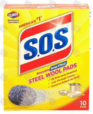 S.O.S. reusable soap filled steel wool pads 10 count