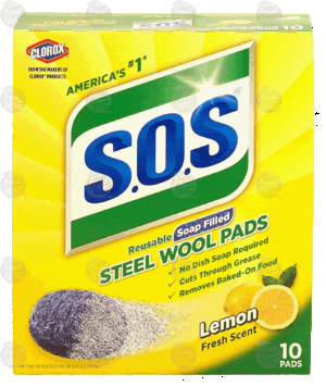 S.O.S. lemon scent steel wool soap pads 10 count