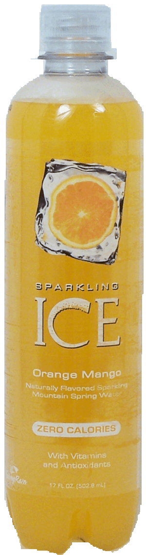 Sparkling Ice orange mango naturally flavored sparkling mountain spring water, zero calories, 3% juice 17 fluid ounce