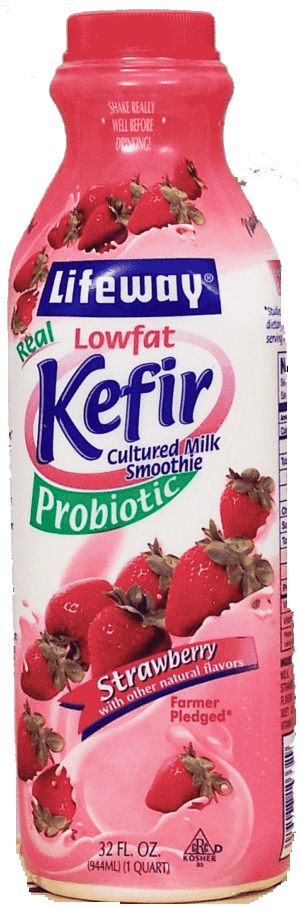 Lifeway Kefir probiotic, cultured lowfat milk smoothie, 99% lactose free, strawberry with other natural flavors 32 fluid ounce
