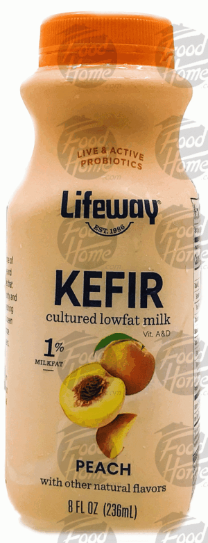 Lifeway kefir cultured, 1% milkfat, lowfat milk, peach, plastic bottle 8 fluid ounce
