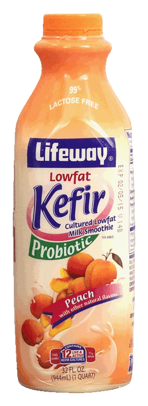 Lifeway Kefir probiotic, cultured lowfat milk smoothie, 99% lactose free, peach with other natural flavors 32 fluid ounce