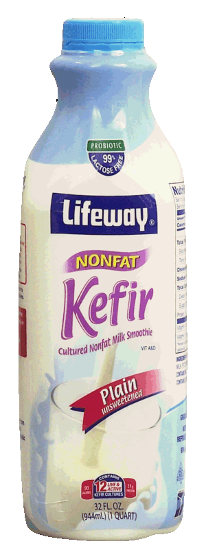 Lifeway Kefir probiotic, nonfat kefir, cultured nonfat milk smoothie, 99% lactose free, plain unsweetened 32 fluid ounce