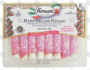 Fiorucci hard salami panino wrapped mozzarella cheese 6 ounce