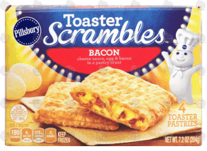 Pillsbury Toaster Scrambles bacon; cheese sauce, egg & bacon in a pastry crust 7.2 ounce