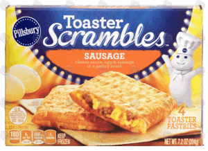 Pillsbury Toaster Scrambles sausage; cheese sauce, egg & sausage in pastry crust, 4 count 7.2 ounce