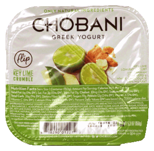 Chobani Greek Yogurt flip; key lime crumble, key lime low-fat yogurt with graham crackers & white chocolate 5.3 ounce