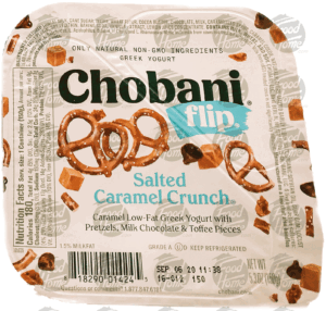 Chobani Flip salted caramel crunch, cup 5.3 ounce