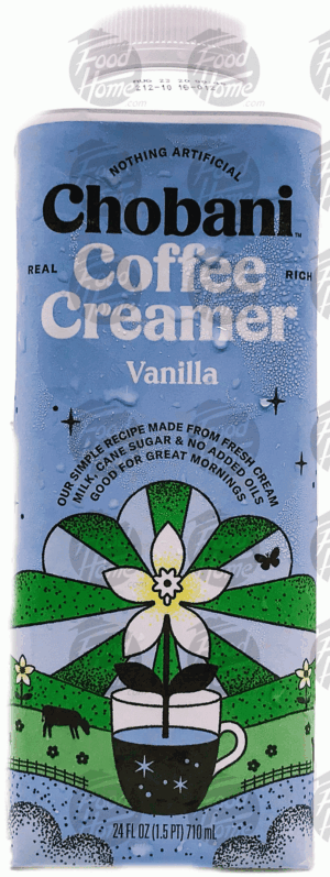 Chobani vanilla coffee creamer, carton 24 fluid ounce