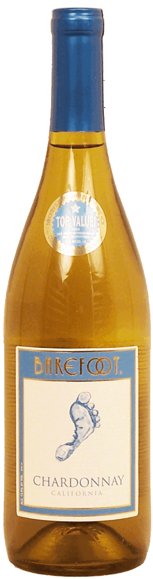 Barefoot chardonnay wine of California, 13% alc. by vol. 750 milliliter