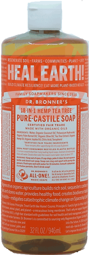 Dr. Bronner's Magic Heal Earth 18-in-1 hemp tea tree pure-castile soap 32 fluid ounce